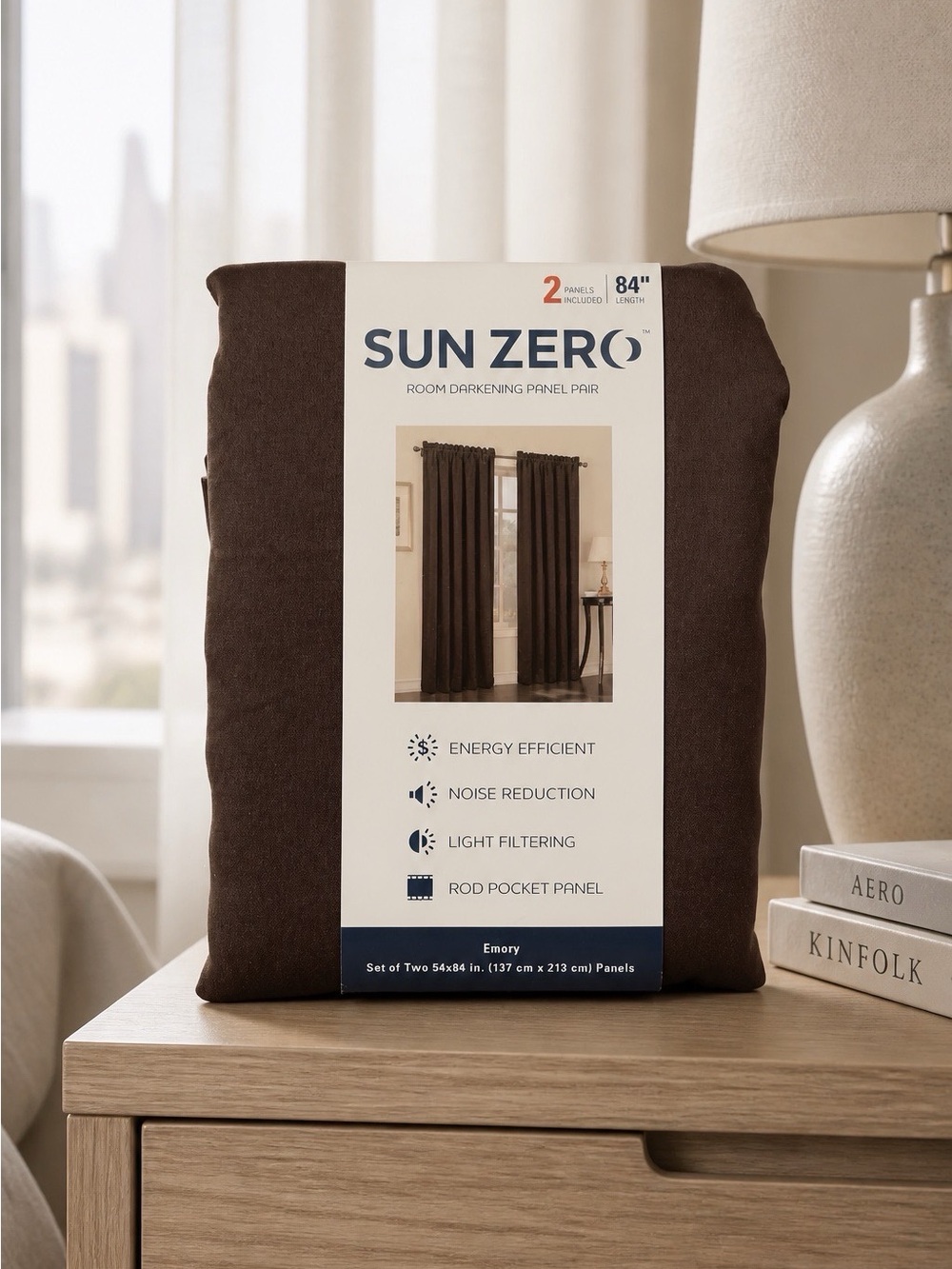 Sun Zero Brown Room Darkening Curtains